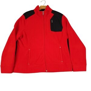 Lauren Active Ralph Lauren Red Fleece Zip Up Jacket Black Accents Women XL